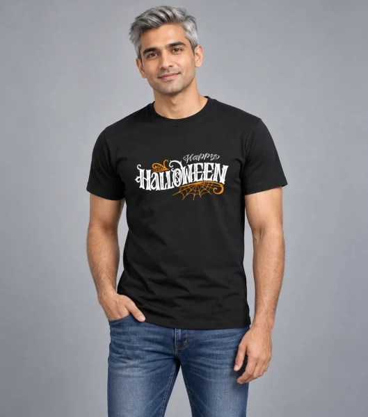 Koszulka Męska Happy Halloween – model w koszulce