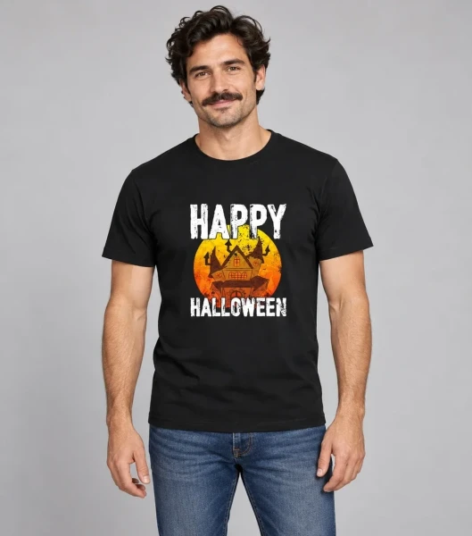 Koszulka Męska Happy Halloween – model w koszulce