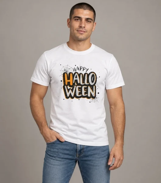 Koszulka Męska Happy Halloween – model w koszulce