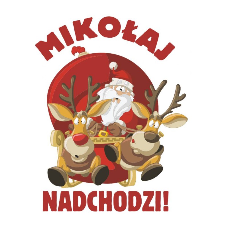 Koszulka Damska T-Shirt Świąteczna Mikołaj Nadchodzi