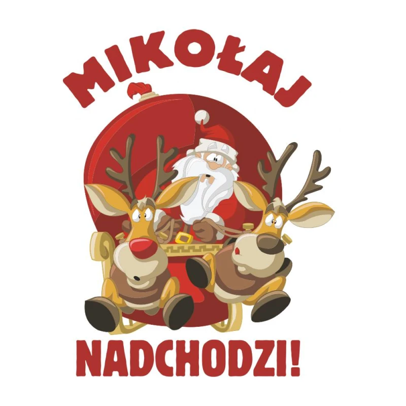 Koszulka Damska T-Shirt Świąteczna Mikołaj Nadchodzi