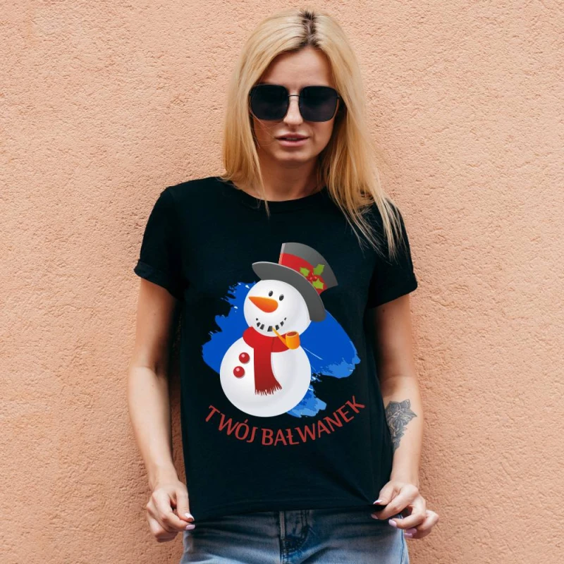 Koszulka Damska T-Shirt Świąteczna Twój Bałwanek