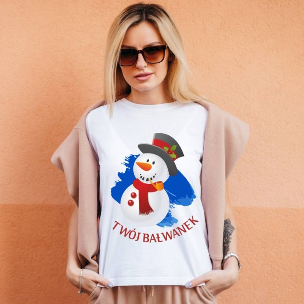 Koszulka Damska T-Shirt Świąteczna Twój Bałwanek