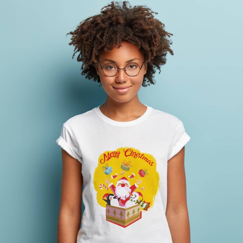 Koszulka Damska T-Shirt Świąteczna Merry Christmas