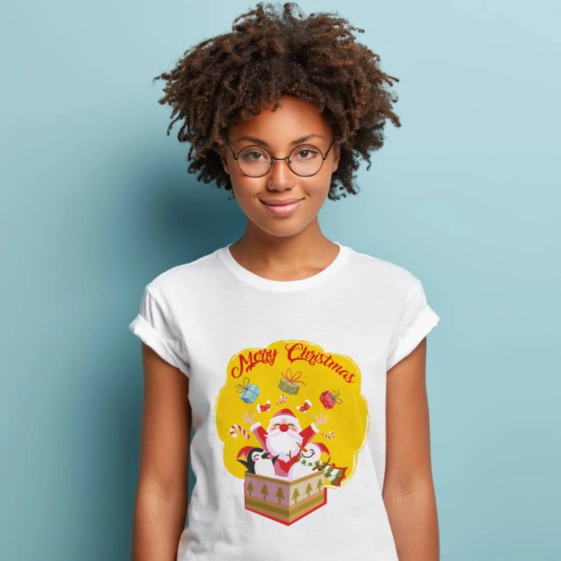 Koszulka Damska T-Shirt Świąteczna Merry Christmas