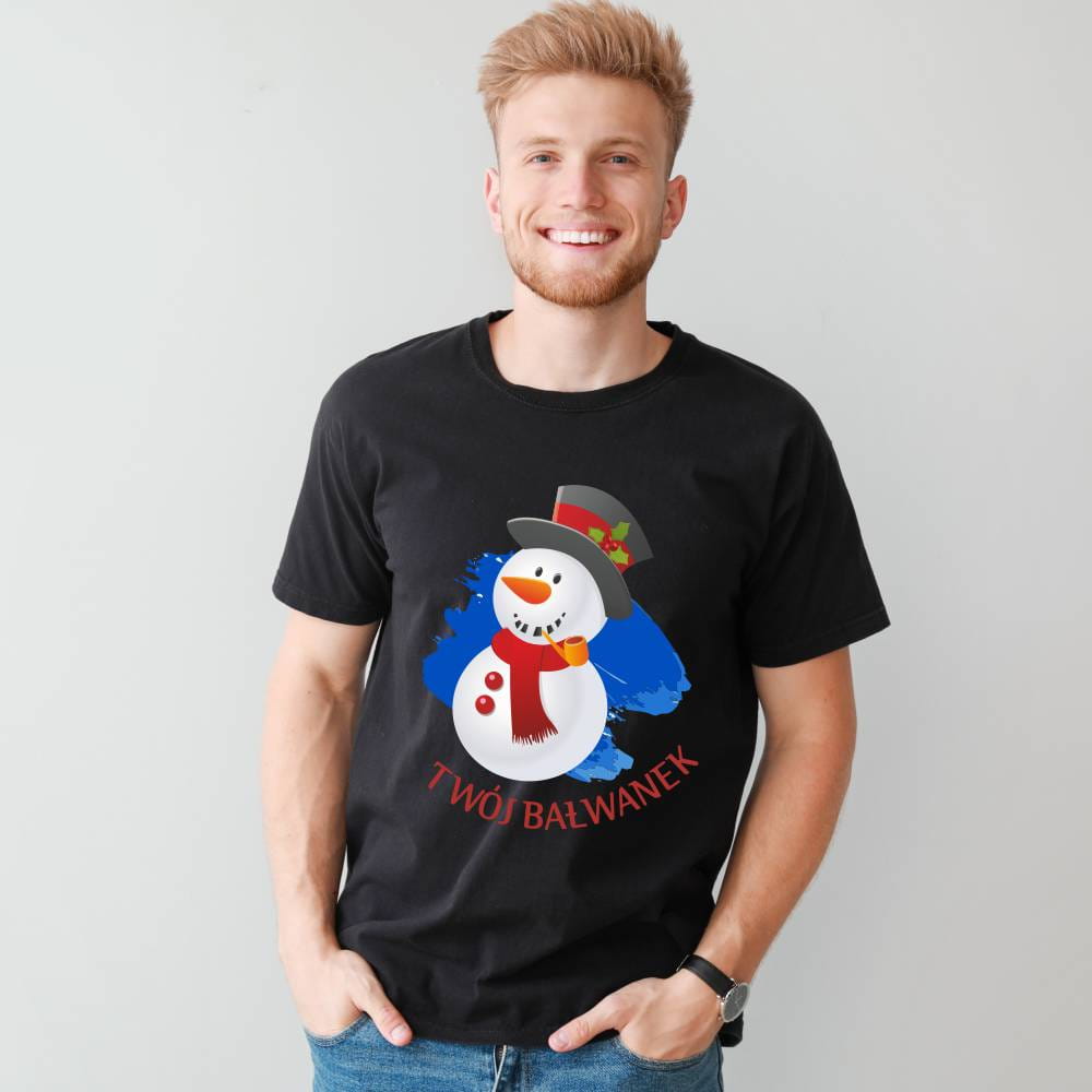 Koszulka Męska T-Shirt Świąteczna Twój Bałwanek