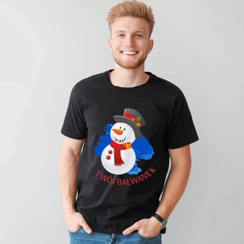 Koszulka Męska T-Shirt Świąteczna Twój Bałwanek
