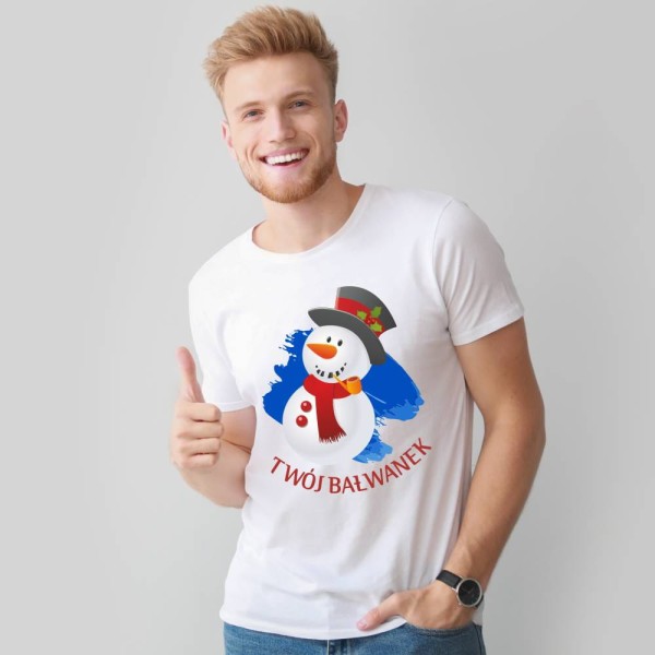 Koszulka Męska T-Shirt Świąteczna Twój Bałwanek