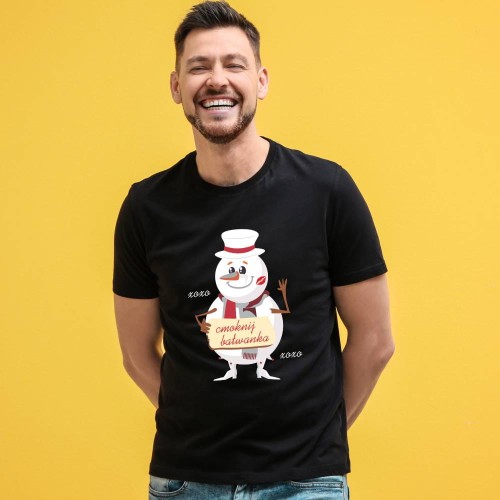 Koszulka Męska Świąteczna Cmoknij Bałwanka