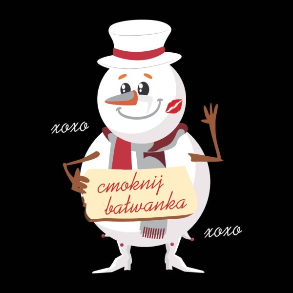 Koszulka Męska T-Shirt Świąteczna Cmoknij Bałwanka
