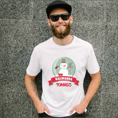 Koszulka Męska Świąteczna Bałwanek + imię
