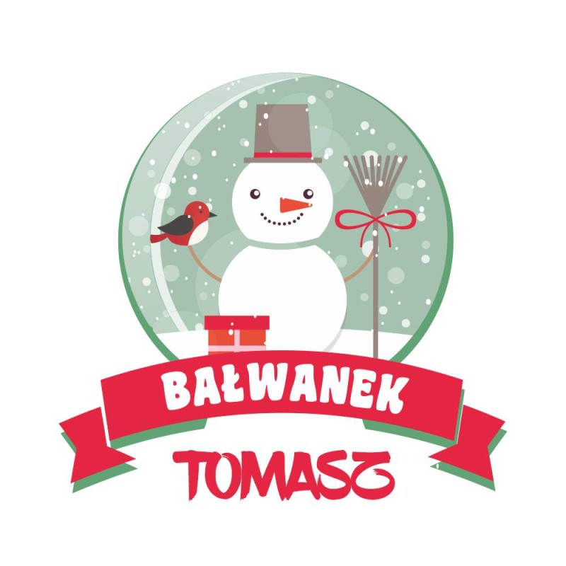 Koszulka Męska T-Shirt Świąteczna Bałwanek + imię