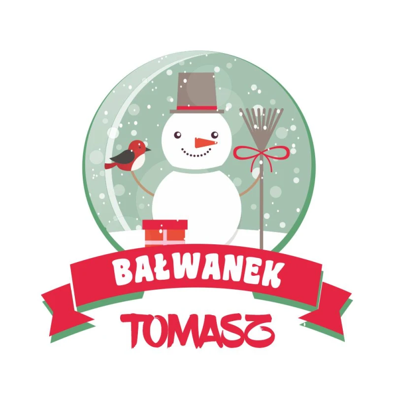 Koszulka Męska T-Shirt Świąteczna Bałwanek + imię