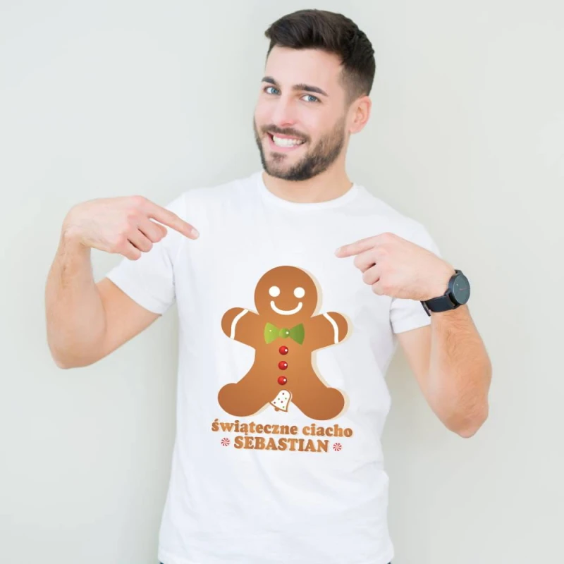 Koszulka Męska T-Shirt Świąteczne Ciacho + imię