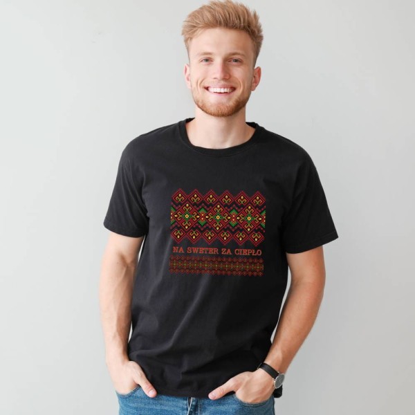 Koszulka Męska T-Shirt Świąteczna Na Sweter Za Ciepło