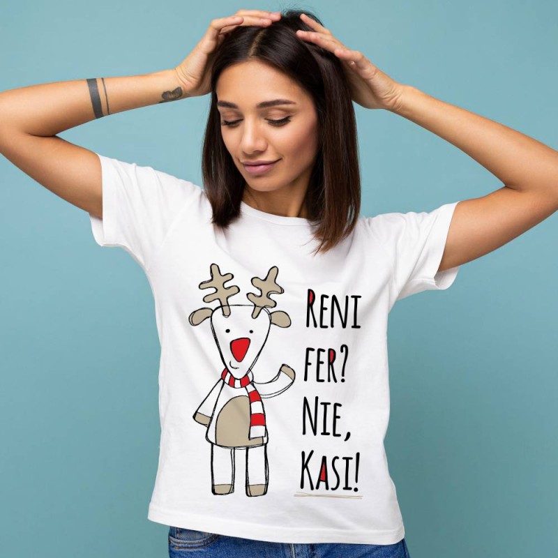 Koszulka Damska T-Shirt Świąteczna Renifer?