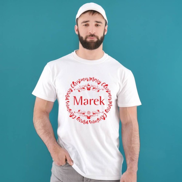 Koszulka Męska T-Shirt Świąteczna Z Imieniem
