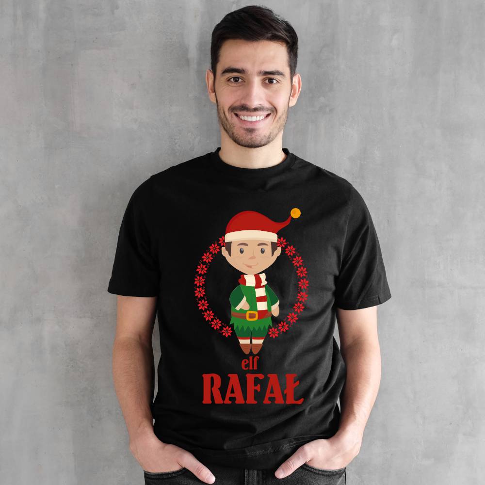 Koszulka Męska T-Shirt Świąteczna  Elf Z Imieniem