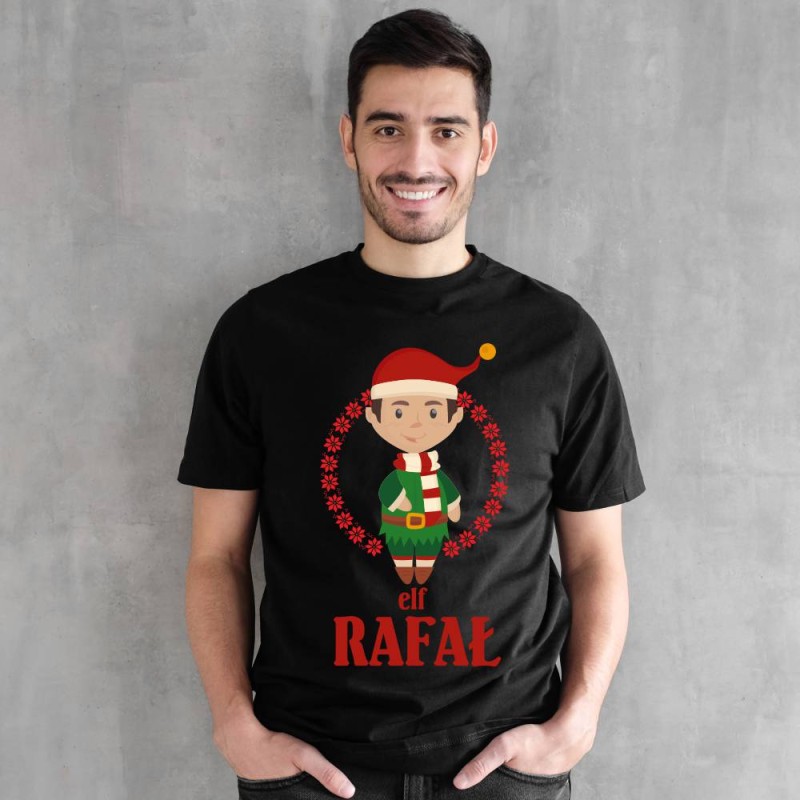 Koszulka Męska T-Shirt Świąteczna  Elf Z Imieniem