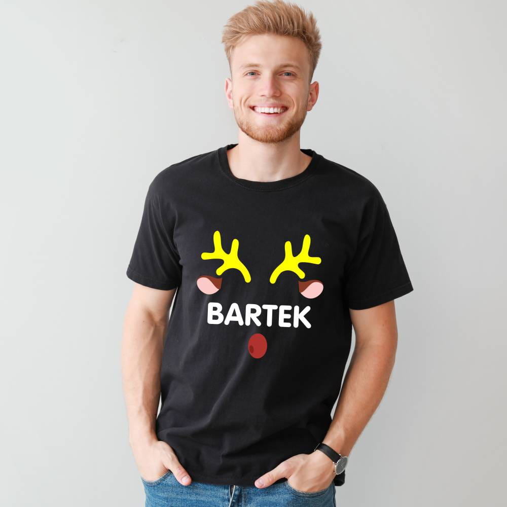 Koszulka Męska T-Shirt Świąteczna Jeleń
