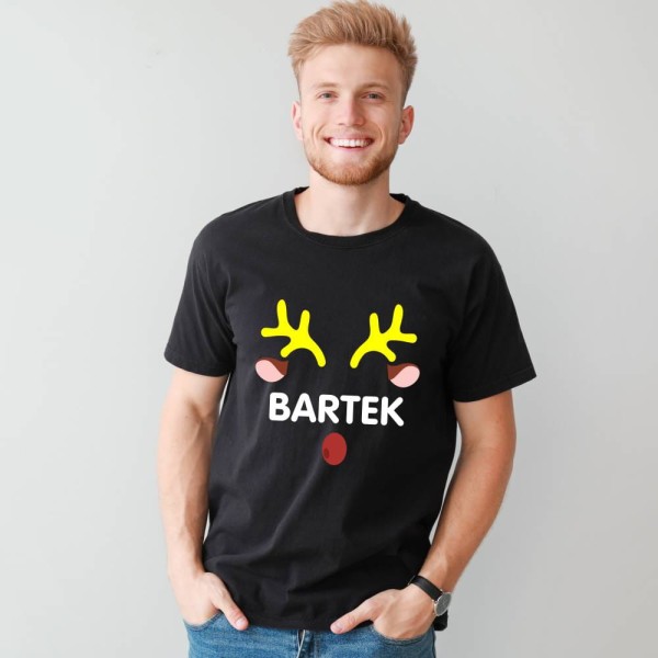 Koszulka Męska T-Shirt Świąteczna Jeleń