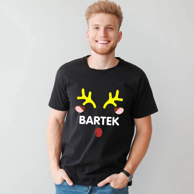 Koszulka Męska T-Shirt Świąteczna Jeleń