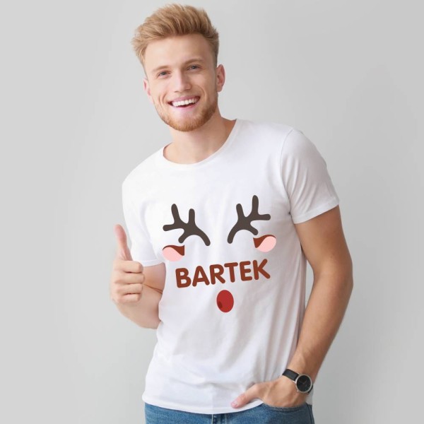 Koszulka Męska T-Shirt Świąteczna Jeleń