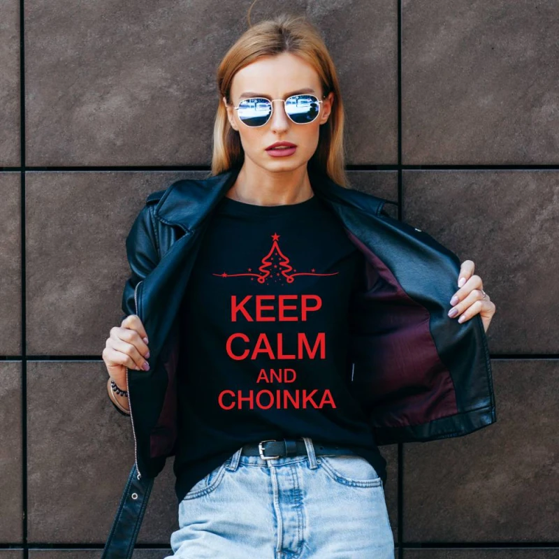 Koszulka Damska T-Shirt Keep Calm And Choinka