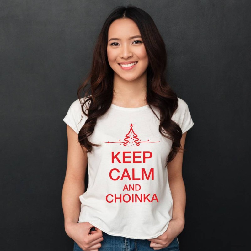 Koszulka Damska T-Shirt Keep Calm And Choinka