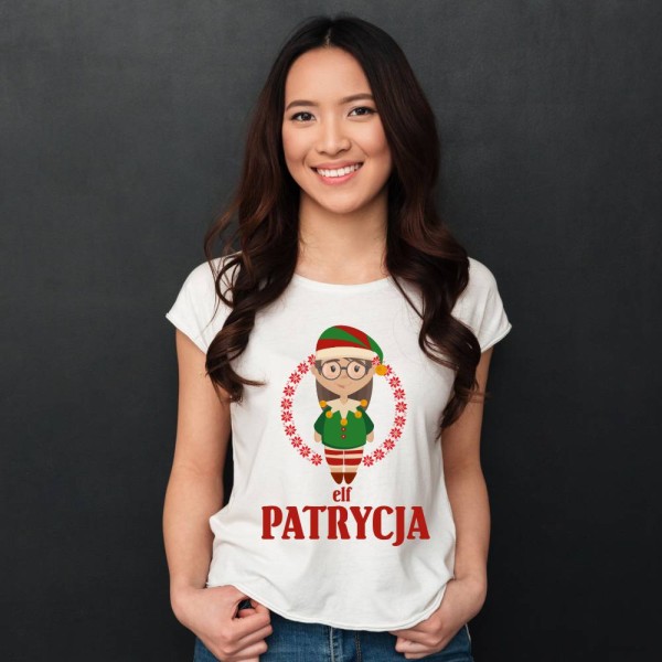 Koszulka Damska T-Shirt Elf Z Twoim Imieniem