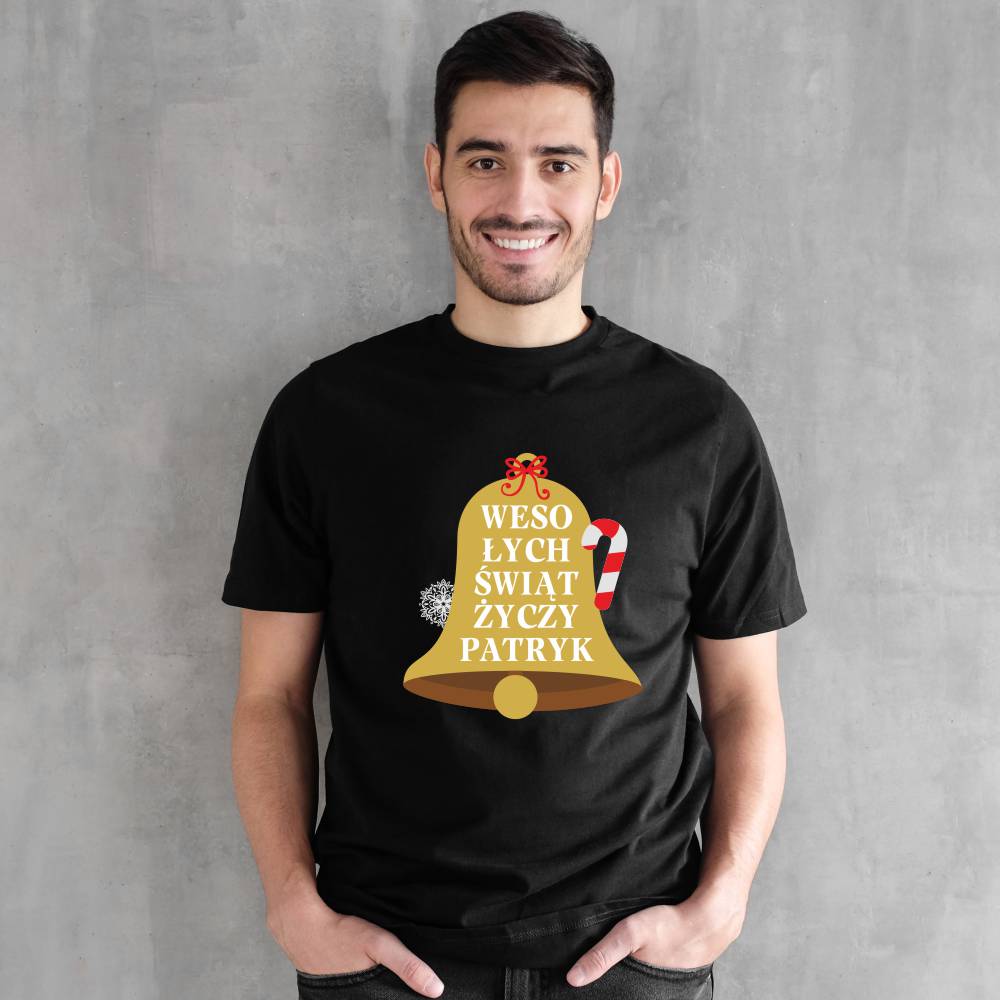 Koszulka Męska T-Shirt Wesołych Świąt Z Imieniem