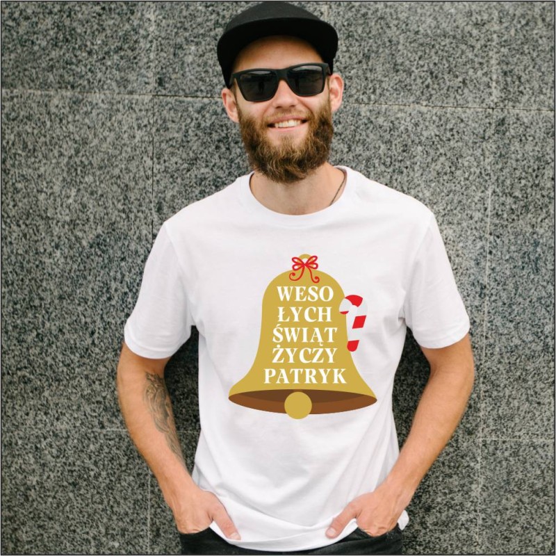 Koszulka Męska T-Shirt Wesołych Świąt Z Imieniem