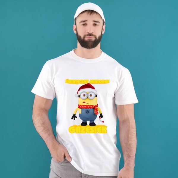 Koszulka Męska T-Shirt Świąteczny Minionek Z Imieniem