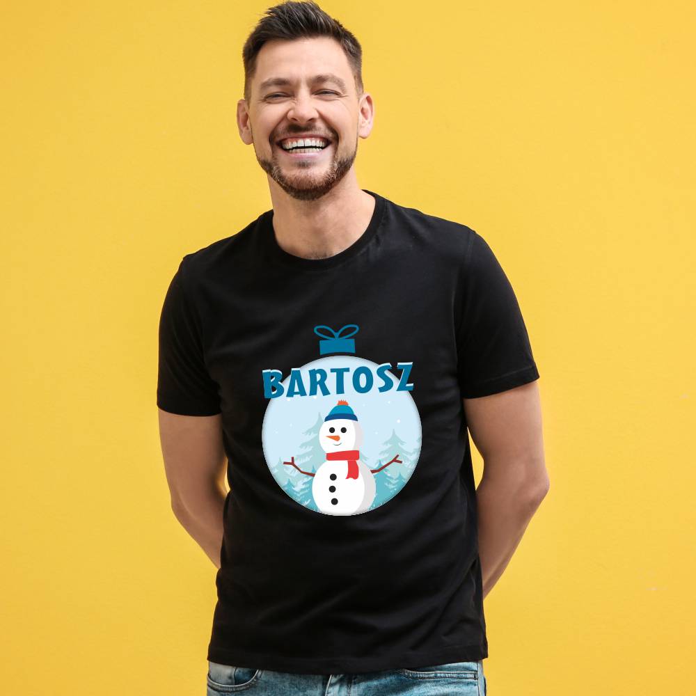 Koszulka Męska T-Shirt Z Mikołajem + imię