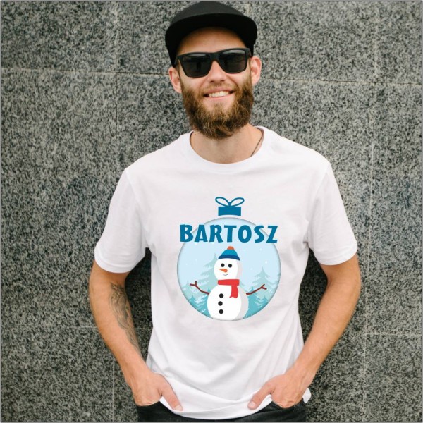 Koszulka Męska T-Shirt Z Mikołajem + imię