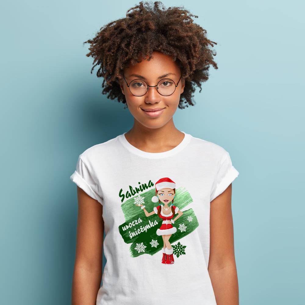 Koszulka Damska T-Shirt Urocza Śnieżynka + imię