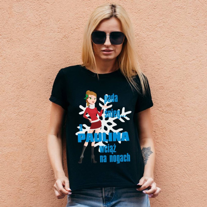 Koszulka Damska T-Shirt Pada Śnieg + imię