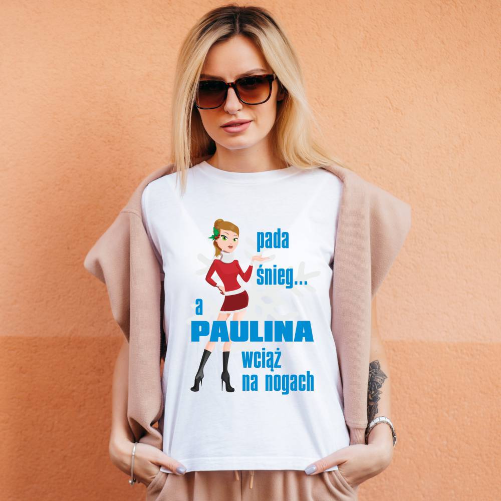 Koszulka Damska T-Shirt Pada Śnieg + imię
