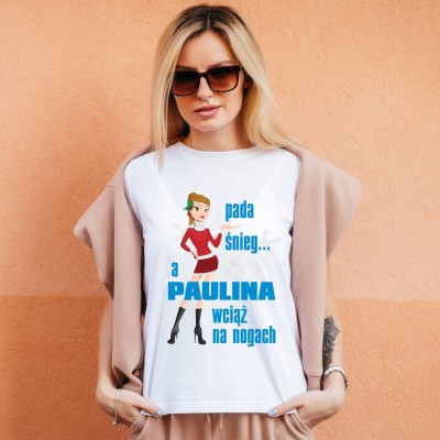 Koszulka Damska Pada Śnieg + imię