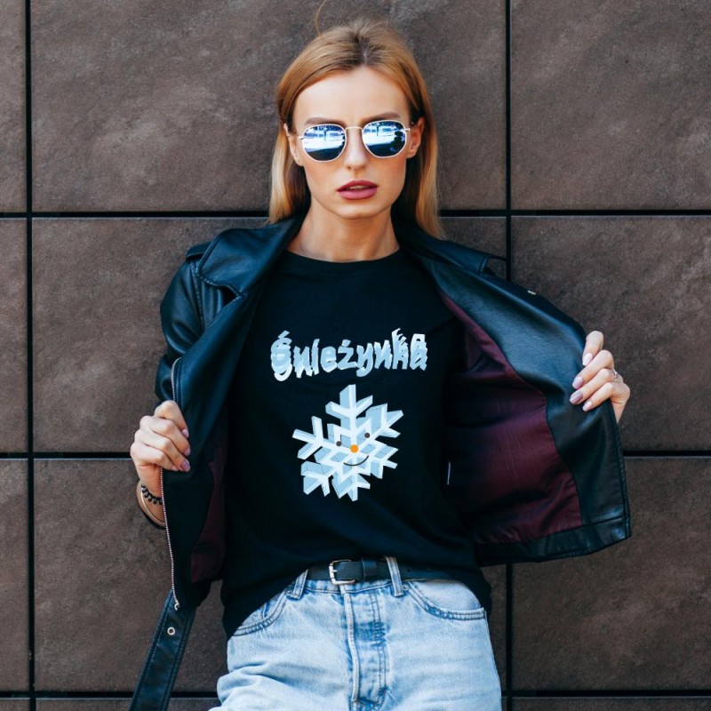 Koszulka Damska T-Shirt Świąteczna Śnieżynka