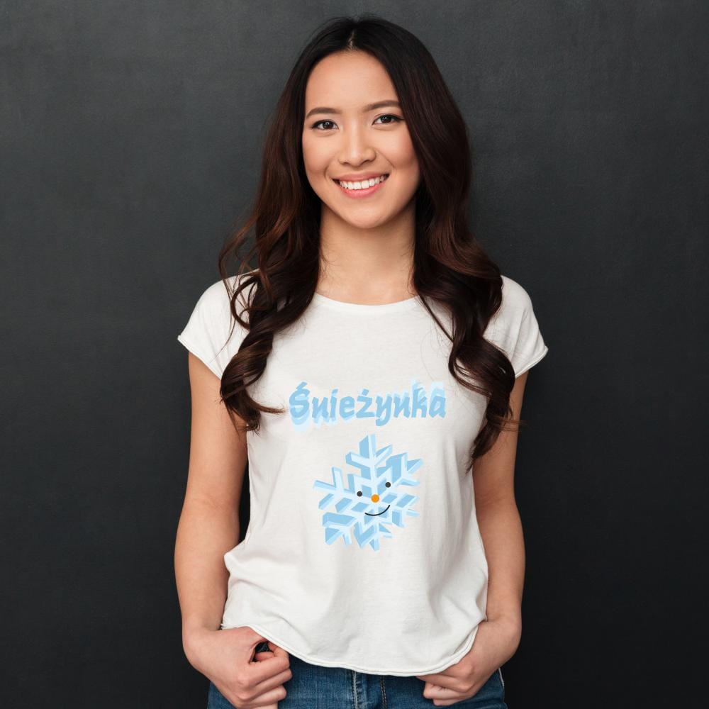 Koszulka Damska T-Shirt Świąteczna Śnieżynka