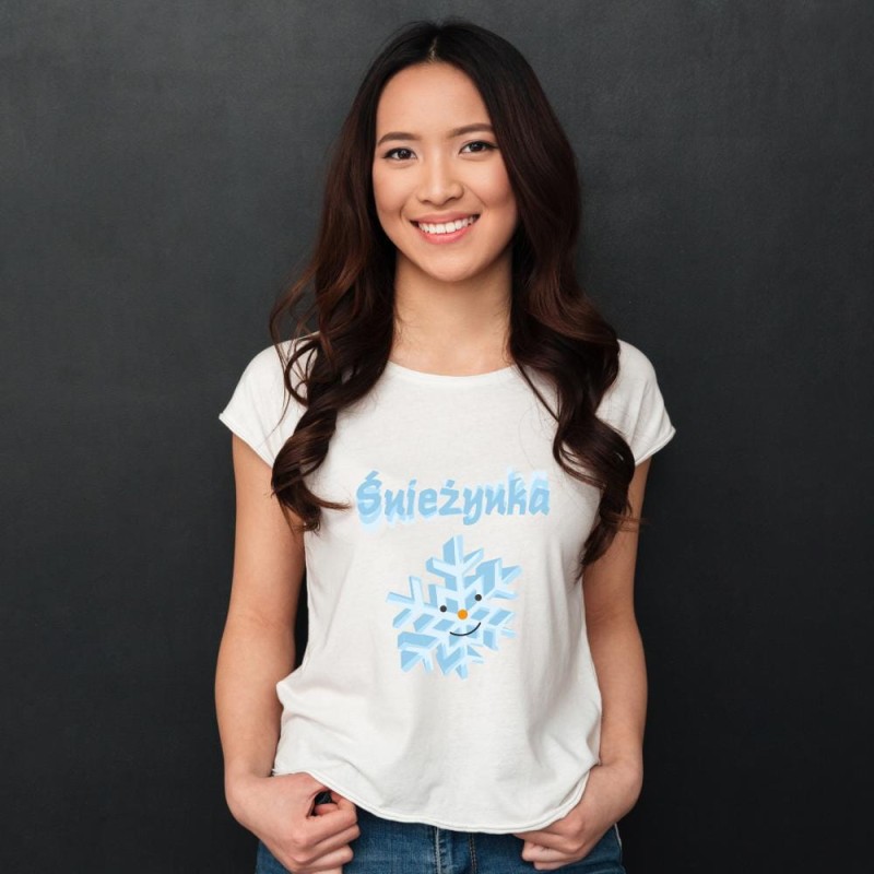 Koszulka Damska T-Shirt Świąteczna Śnieżynka