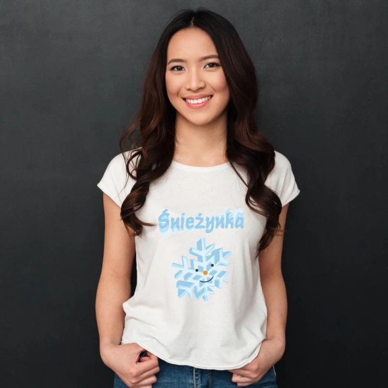 Koszulka Damska T-Shirt Świąteczna Śnieżynka