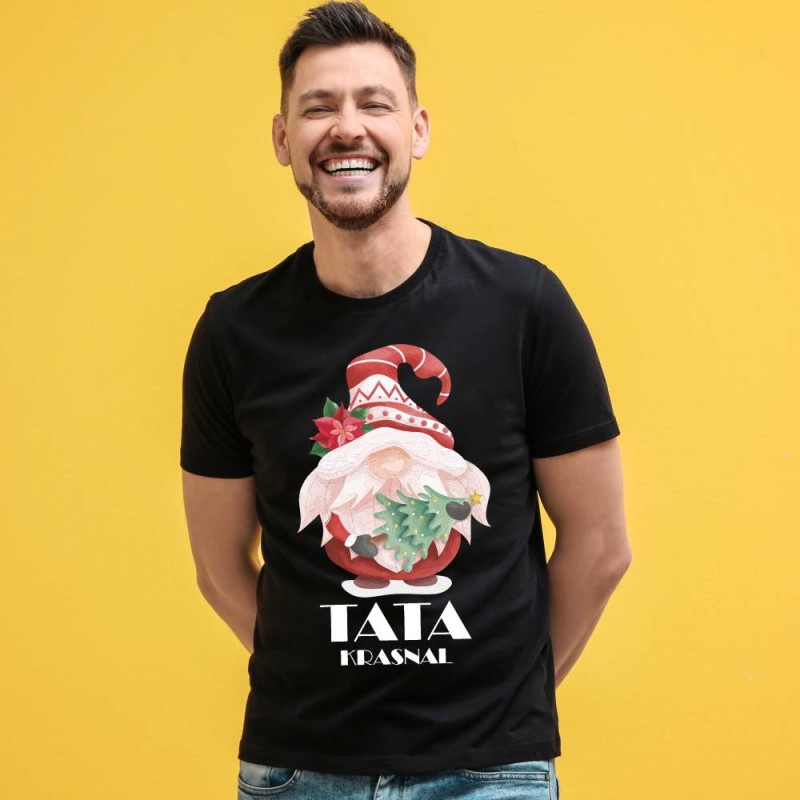 Koszulka Męska T-Shirt Świąteczna Tata Krasnal