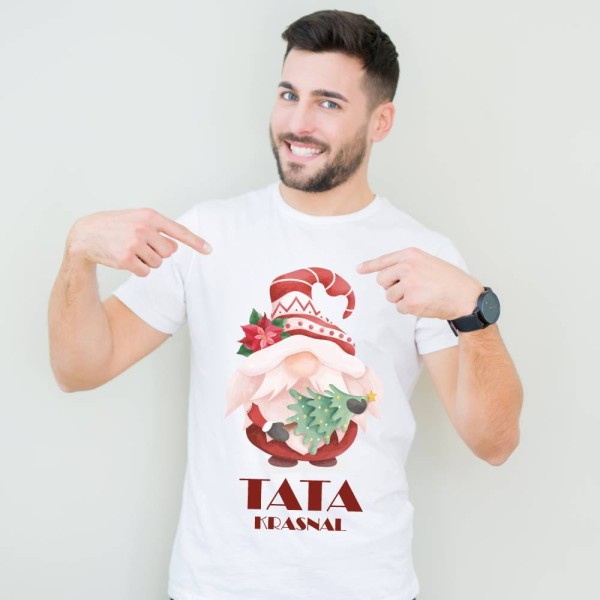 Koszulka Męska T-Shirt Świąteczna Tata Krasnal
