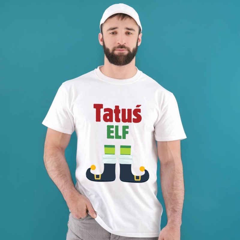 Koszulka Męska T-Shirt Świąteczna Tatuś Elf