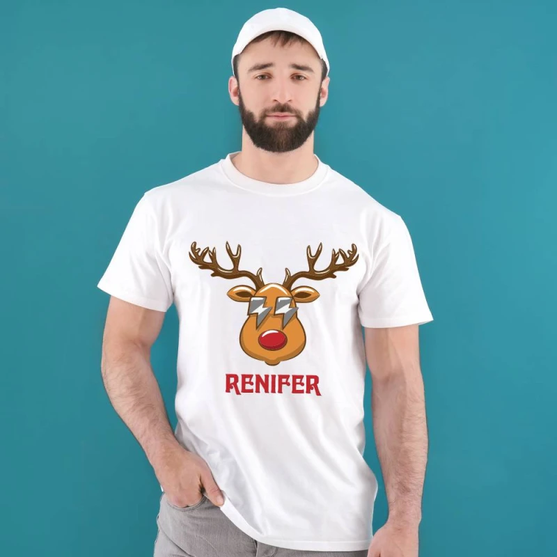 Koszulka Męska T-Shirt Świąteczna Renifer