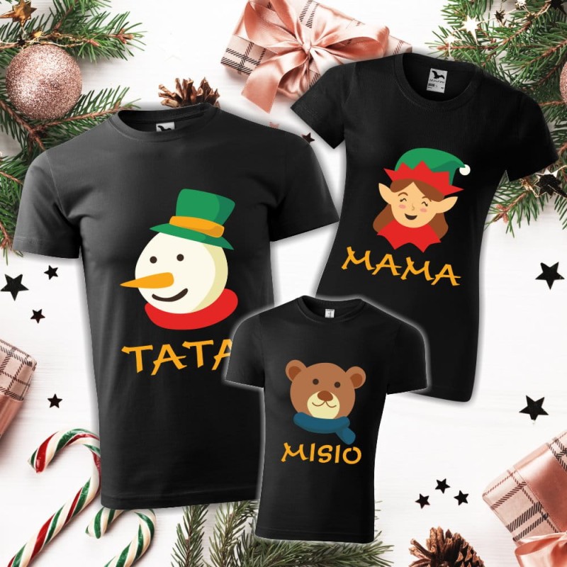 Zestaw Koszulek Świątecznych Tata Mama Misio