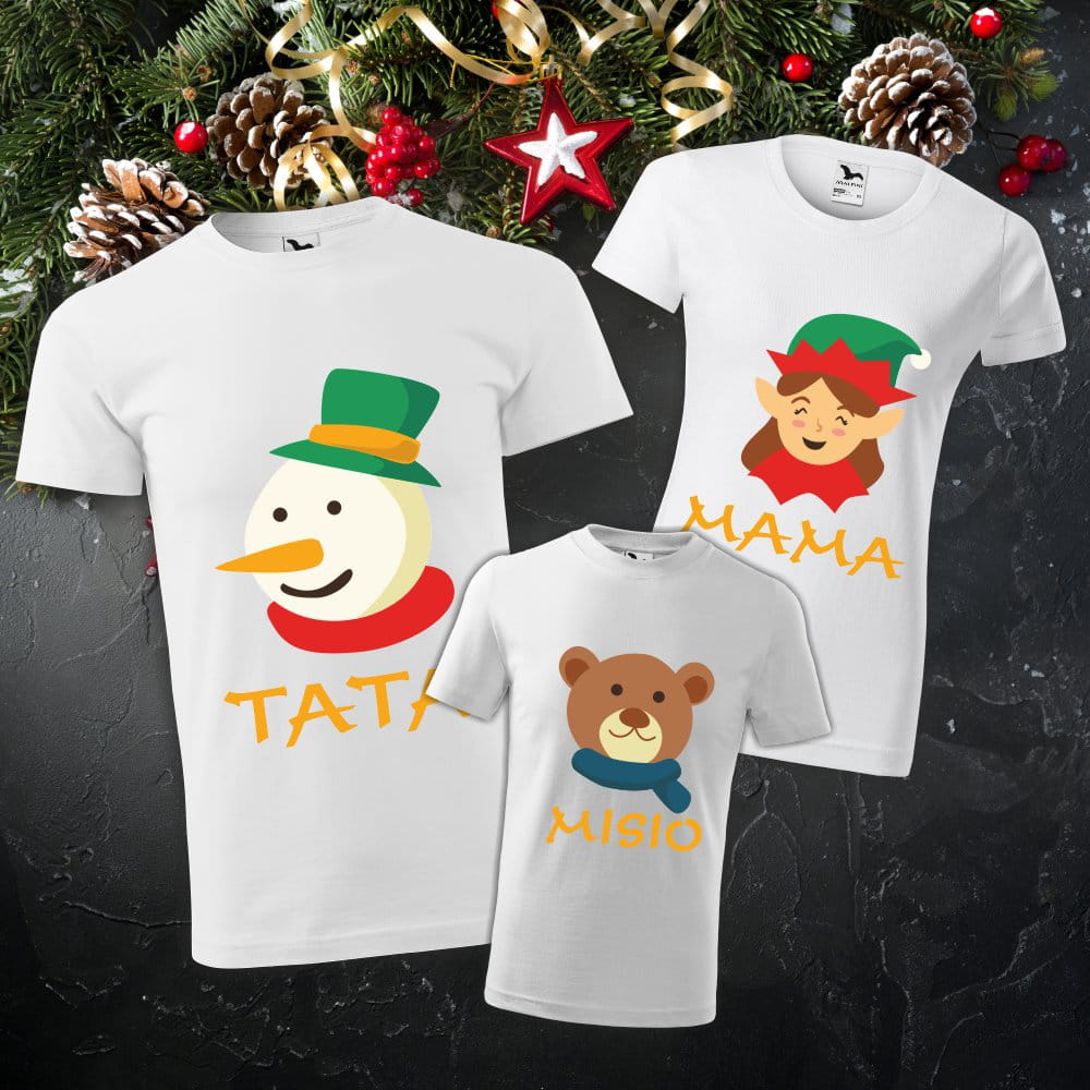 Zestaw Koszulek Świątecznych Tata Mama Misio