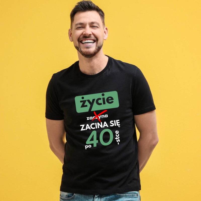 Koszulka Męska T-Shirt Życie Zacina Się Po 40-tce
